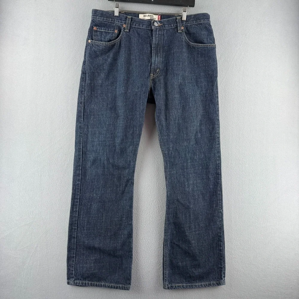 Levis Jeans Mens 38x32 Dark Blue Denim 557 Relaxed Bootcut VTG Y2K